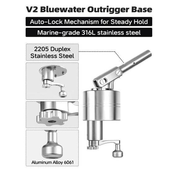 BLUEWING 2-Pack Bluewater Outrigger Base Silver - Blue Marlin 98 image number 1