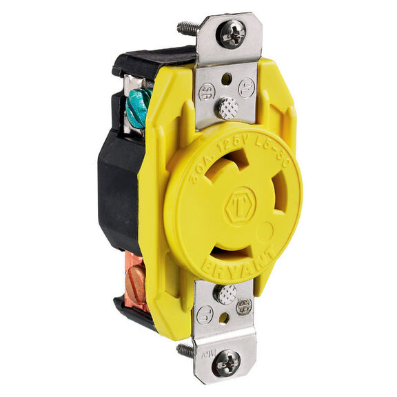 Hubbell Marine Twist-Lock Receptacle , 30A 125V, Yellow (B-Line) image number 0