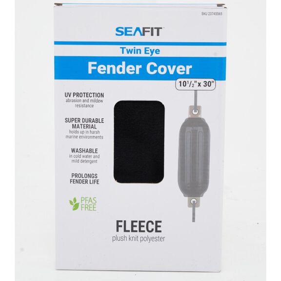 10 1/2" x 30" Twin Eye Fleece Fender Cover, Black image number 1