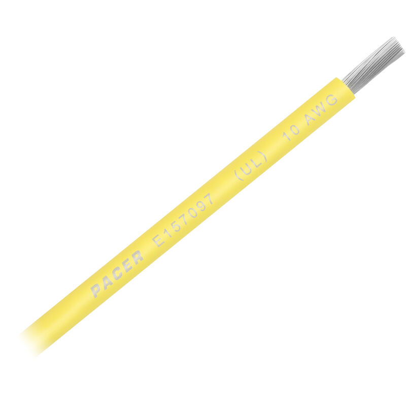 Primary Wire, Marine, 10 AWG, 1C C, Yellow, PVC, Stranded, 600V, 100 ft.