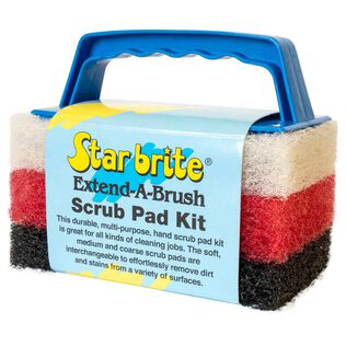 Scrub Pad Kit - 3 Different Textured Scouring Pads & Interchangeable Handle