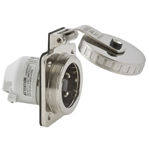 Hubbell Marine Hull Inlet, 30A 125V, Stainless Steel image number 1