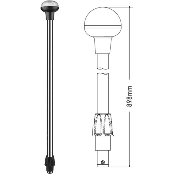 SEAFLO 02 Series 36 In All-Around LED Pole Navigation Light 12V for Boats Up to 65 Ft image number 1