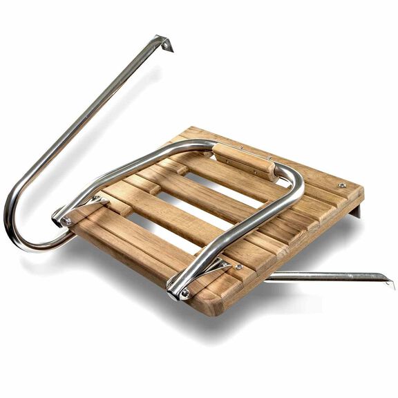 Teak Swim Platform with Ladder, Outboard image number 1