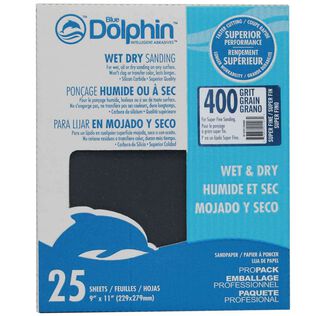 Wet/Dry Sandpaper Sheets, 400 Grit, 25-Pack