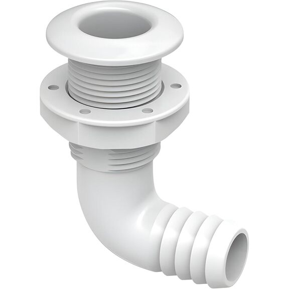 SEAFLO 1 in Angled Thru Hull Fitting with Built-In Check Valve Stainless Steel Cap image number 0