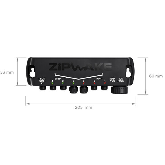 Zipwake 450S Standard Dynamic Fully Automatic Trim Control System Kit with Remote Control, Built-in GPS, 3D-Gyro and 3D Accelerometer and Interceptors 26.8" Width, 6.1" Depth, 10.8" Height image number 3