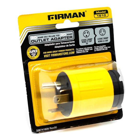 Firman Portable Generator Adapter, 30 Amp 125V Male to 30 Amp 125V Female image number 1