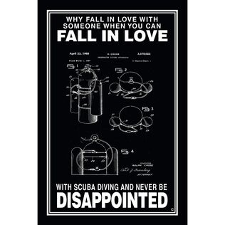 Fall in Love with Scuba Poster, Black