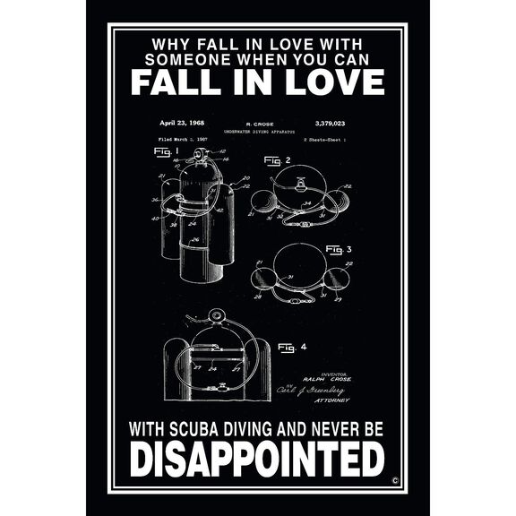Fall in Love with Scuba Poster, Black image number 0