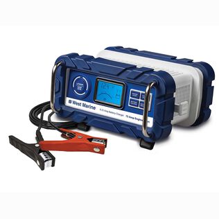 25 Amp Portable Battery Charger With Automatic Battery Type Detection, Lithium Compatibility, Voltage Tester and 75 Amp Engine Start Mode