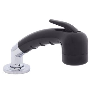Deck-Mount Sprayer Small Black Sprayer No Hook w/Elbow, 6' Stainless Steel Hose, Low Profile Holder
