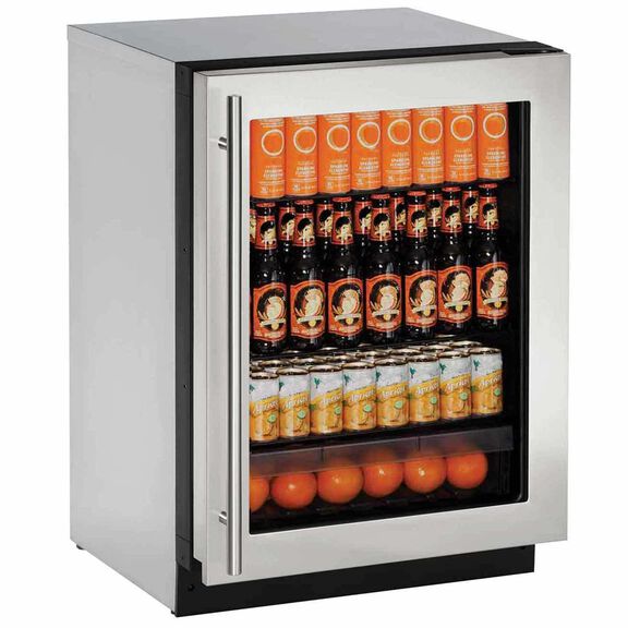 24" Stainless Glass Door Refrigerator image number 0