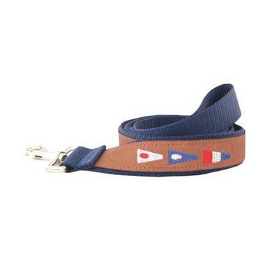 Pennant Embroidered Leather Dog Leash