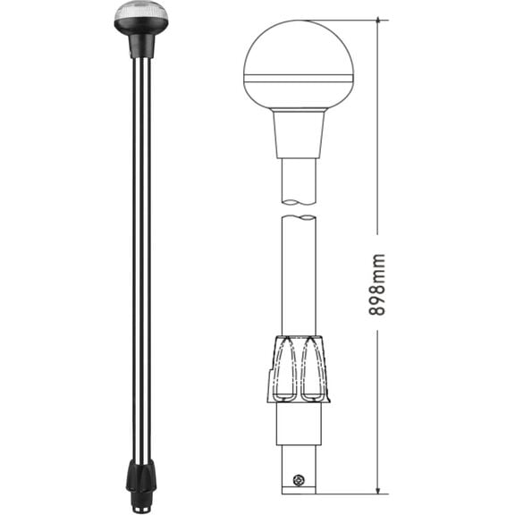 SEAFLO 02 Series 36 In All-Around LED Pole Navigation Light 12V for Boats Up to 65 Ft image number 1