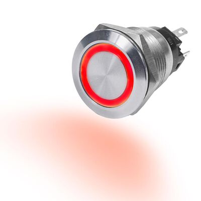 10A Push Button LED Ring Switch OFF-ON, Red