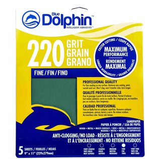 Pro Grade Sandpaper Sheets, 220 Grit, 5-Pack