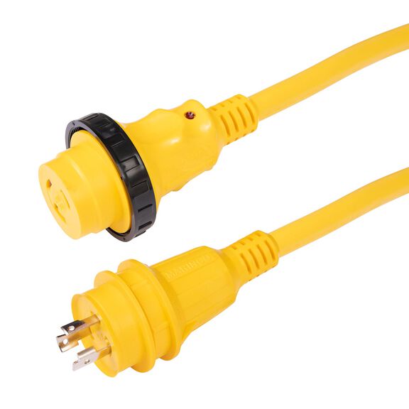 Marinco 25 Foot EEL Shore Power Cord Set, 30 Amp, 125V, Yellow image number 1