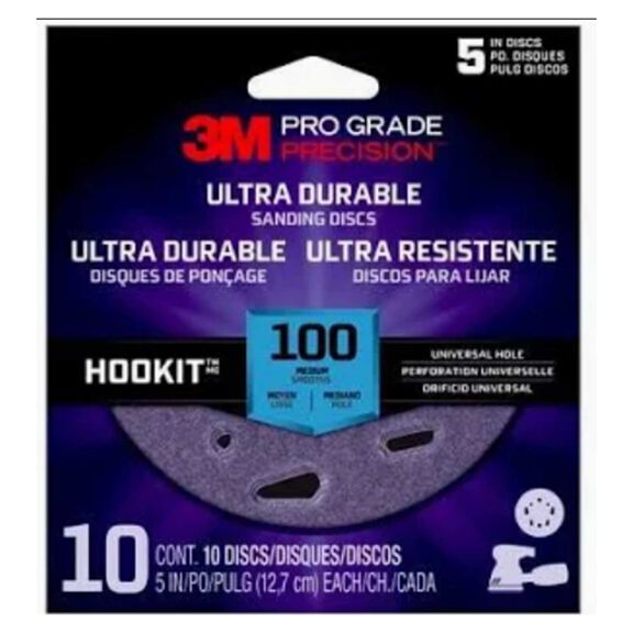 3M Pro Grade Precision Ultra Durable Universal Hole Sanding Disc, DUH5100TRI-10I, 5"ch UH, 100, 10/pack image number 0