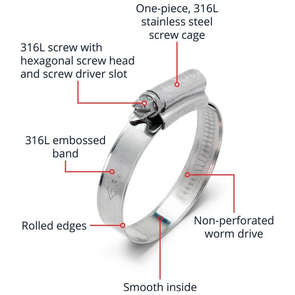 35-50mm 316L SAE 24, Hose Clamps, 10-Pack image number 1