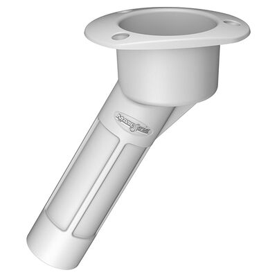 Combination Rod and Cup Holder, ABS Plastic, White, Oval Top, 30 degree, Open at Bottom