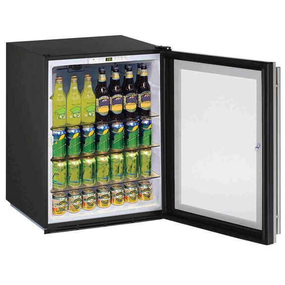 24" Stainless ADA Compliant Glass Door Refrigerator, With Lock image number 1