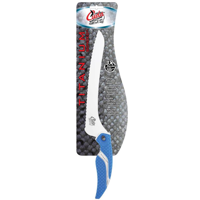CUDA 9" Titanium Bonded Offset Serrated Knife West Marine
