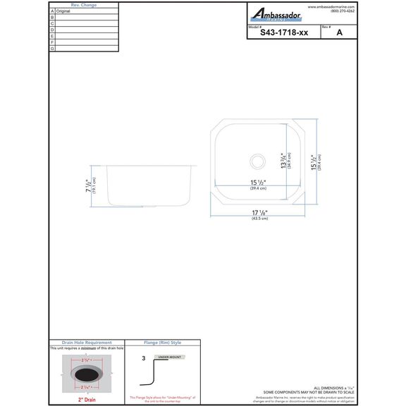 Rectangle Sink Brushed Finish, 304 Stainless Steel, 2" Drain, SUPERSoundKOTE image number 3