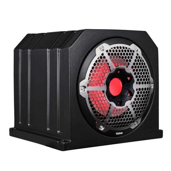HYDRO Double Marine Subwoofer Enclosure with 10" Subwoofer plus 10" Passive Radiator and Integrated RGB Lights, 700 Watts, 4-Ohm, Black image number 0
