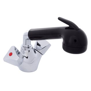 Trinidad Head/Shower Combo Faucet Large Black Sprayer No Hook, 6' Stainless Steel Hose Chrome/Black