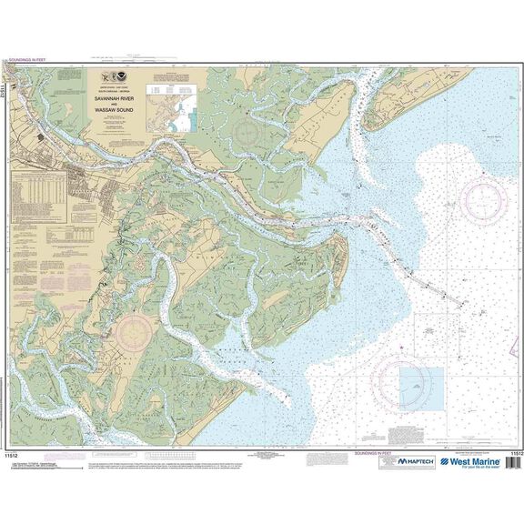 Maptech&reg; NOAA Recreational Waterproof Chart-Savannah River and Wassaw Sound, 11512 image number 0