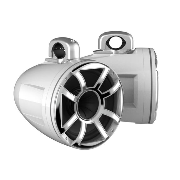 REV 12 HD White 12" Marine Tower Speakers with XS-W Grille & RGB LED Rings (Pair) image number 0