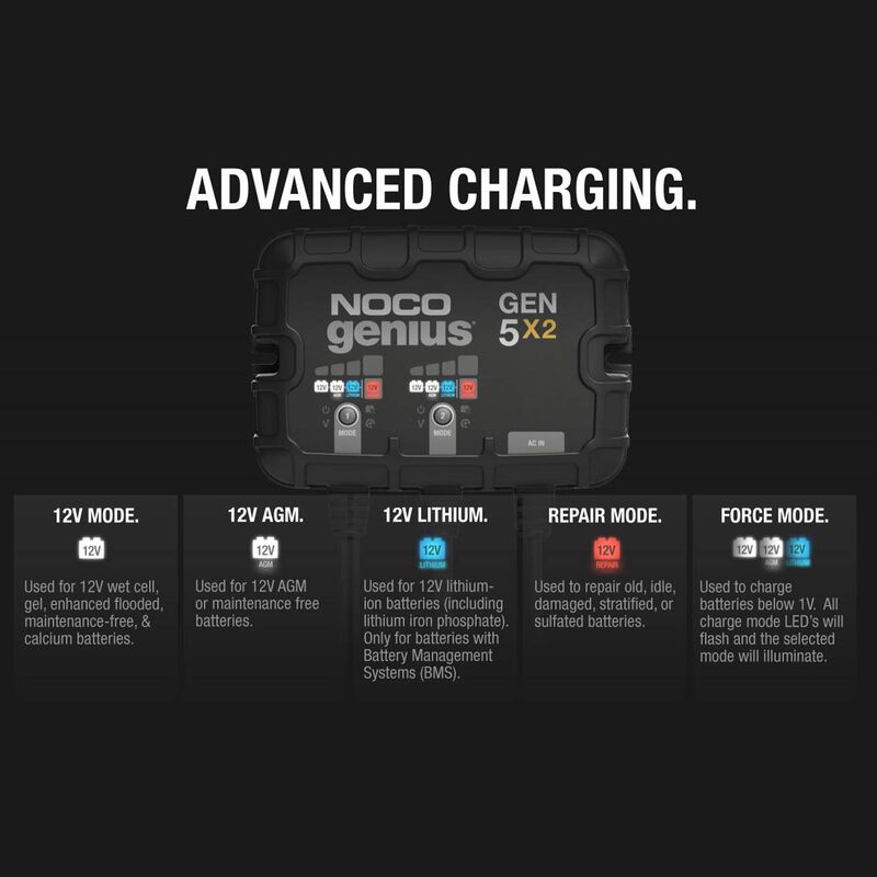 Noco Genius GEN5X2 Onboard Marine Battery Charger, 10 Amp, 12V, 2-Bank image number 5
