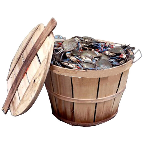 Wood Crab Bushel Basket with Lid image number 0