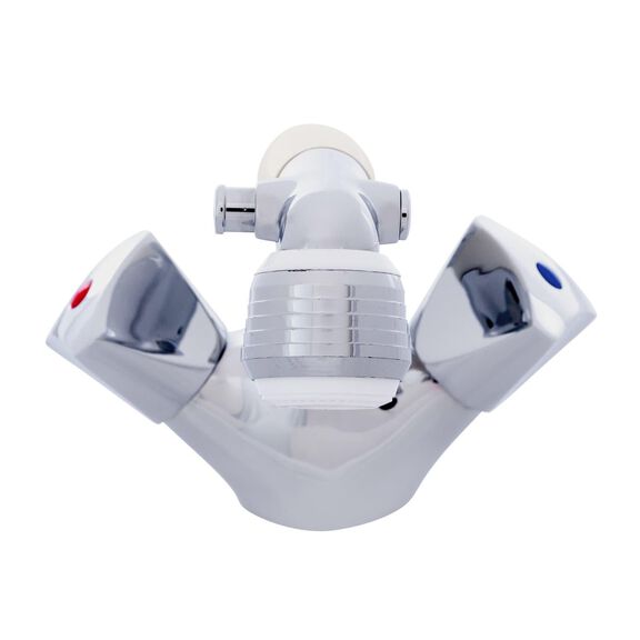 Trinidad Head/Shower Combo Faucet Classic Warm White Sprayer, 6' Stainless Steel Hose Chrome/Warm White image number 4