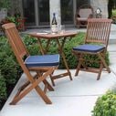 3-Piece Square Bistro Set with Blue Cushions image number 3