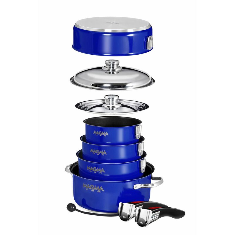 10-Piece Professional Series Gourmet “Nesting” Cobalt Blue Stainless Steel Cookware with Ceramica® Non-Stick image number 2