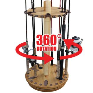 30 Fishing Rod Spinning Wood Storage Rack - Light