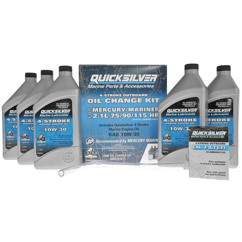 QUICKSILVER 8M0107511 10W30 4Stroke Outboard Oil Change Kit for 70/90