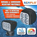 SEAFLO 360&deg; Rotating Remote Control LED Searchlight, 10-30V DC, 2700 Lumens, Wireless Remote, Black image number 5