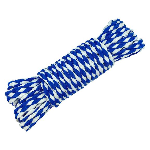 3/8" x 15' Utility Line, Hollow Braid Polypropylene, Blue / White image number 0