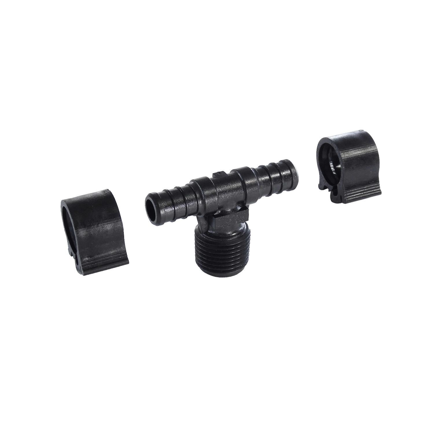PEXlock Tee 1/2"Barb x 1/2"Barb 1/2MPT