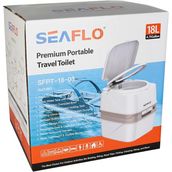 SEAFLO 12L Portable Travel Toilet with Manual Flush White image number 2