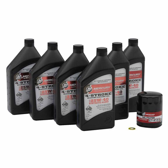 Mercury 8M0188358 SAE 25W-40 4-Stroke Outboard Oil Change Kit for Mercury L4 150-200hp Verado Outboards image number 0