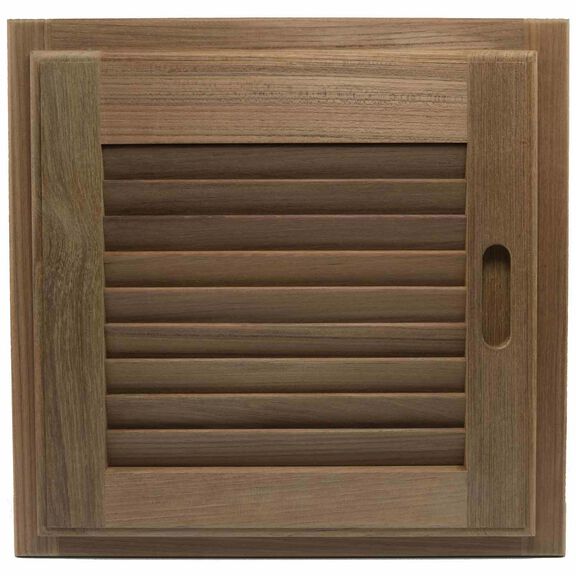 Right Hand Teak Louvered Door & Frame, 15" x 15" image number 1