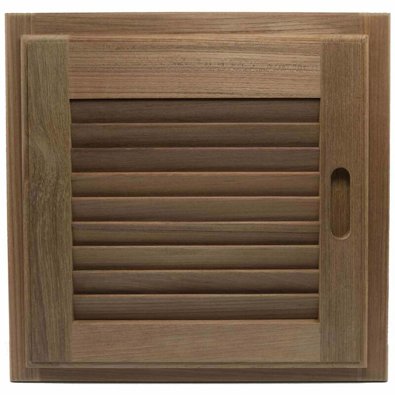 Right Hand Teak Louvered Door & Frame, 15" x 15" image number 1