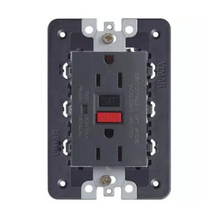 Vimar Eikon 21296 3-Module GFCI Duplex USA Outlet 15A 125V, Grey