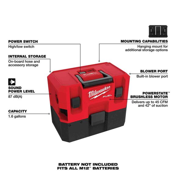 M12 FUEL&trade; 1.6 Gallon Wet/Dry Vacuum image number 1