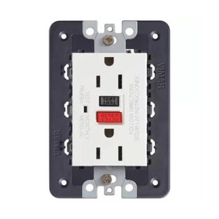Vimar Eikon 21296.B 3-Module GFCI Duplex USA Outlet 15A 125V, White