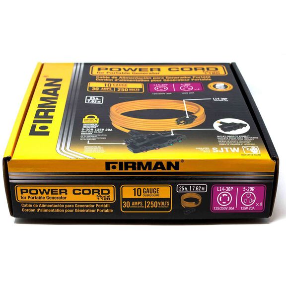 25' Power Cord for Portable Generator, Model 1120 image number 1